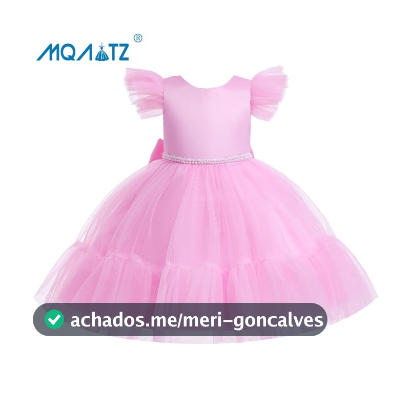 MQATZ Vestido Sem Costas De Festa Para Crianças Meninas Princesa Menina Dama De Honra L5293