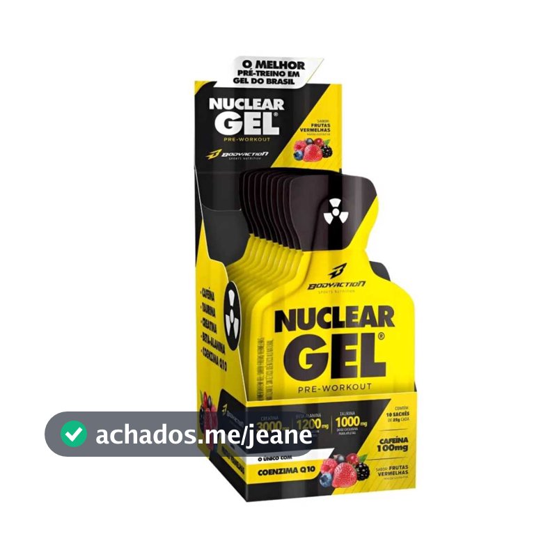 Pré-Treino Nuclear Gel Display com 10 Sachês de 25g cada – Bodyaction