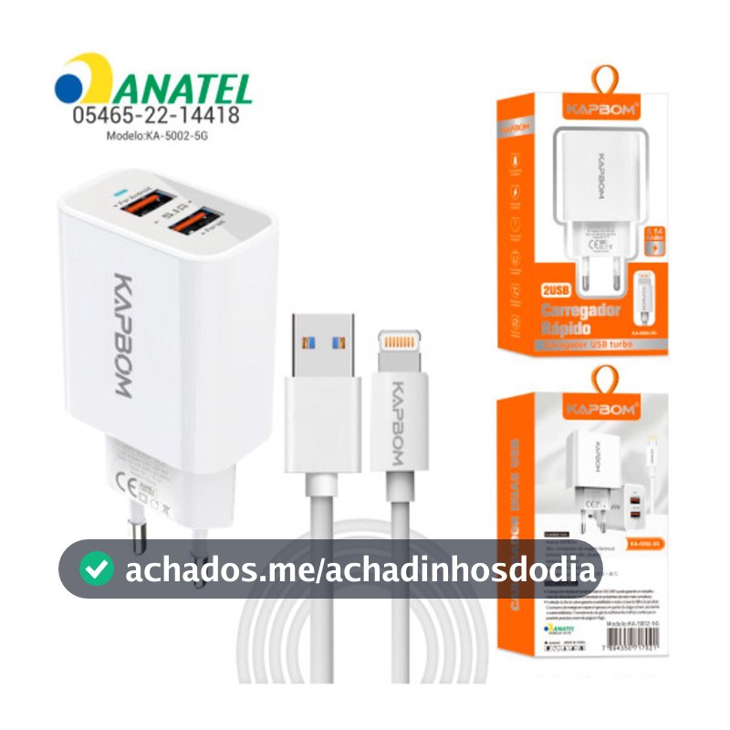 Carregador Para iPhone Original Turbo com 2 Usb Cabo Lighting