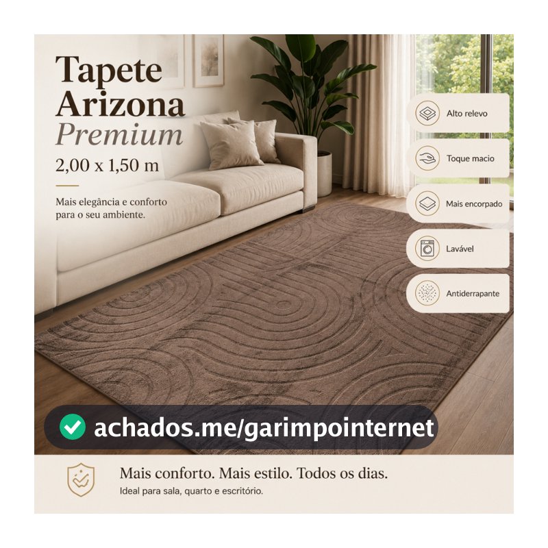 Tapete Sala 2,00x1,50 Alto Relevo Moderno Premium Macio Antiderrapante Quarto Decorativo