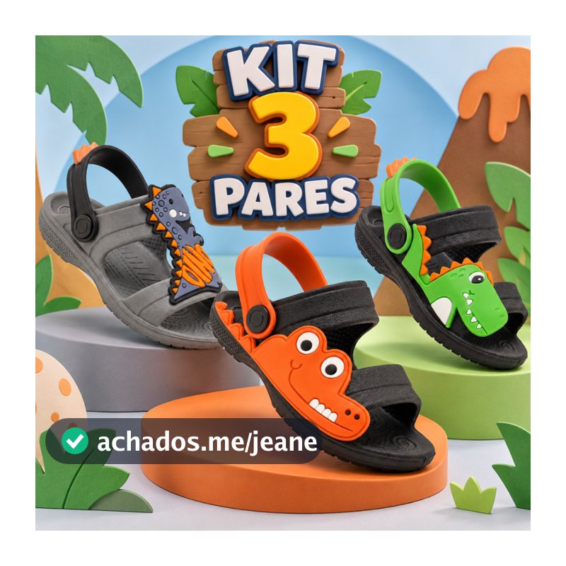 Kit 3 Papete Infantil Masculina Sandália Menino Confortável Infantil Volta As Aulas Casual