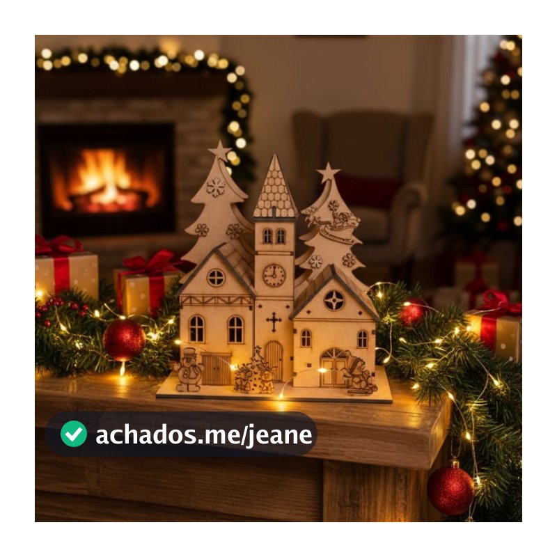 vila do Papai Noel enfeite decoração natalina mdf