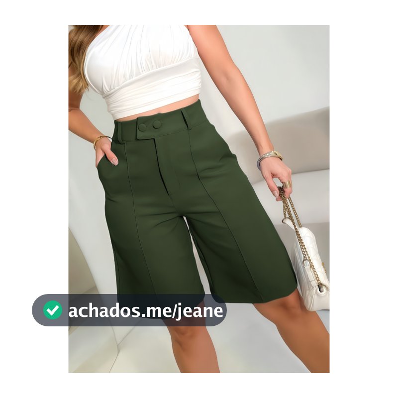 Bermuda Short Feminina cintura alta Com Bolso Com Dois Botão Moda Blogueira Tecido de Alfaiataria P M G GG G1 G2 G3