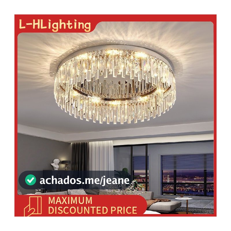 Lustre de cristal para sala de estar lâmpada para quarto doméstico lâmpada de teto para sala de jantar com teto baixo