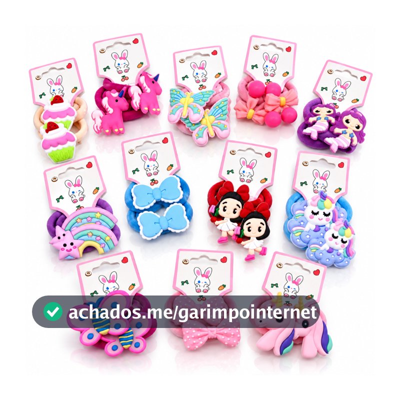 KIT 40 unidades de xuxinhas com Detalhes de Silicone Laço/Coroa/Unicornio/muitos Modelo Aleatorio