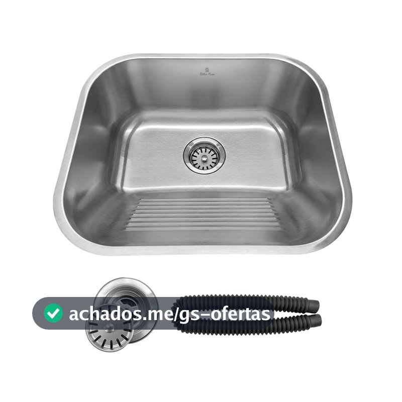 Tanque Para Lavanderia de Aço Inox 40x34cm Escovado Com Ralo