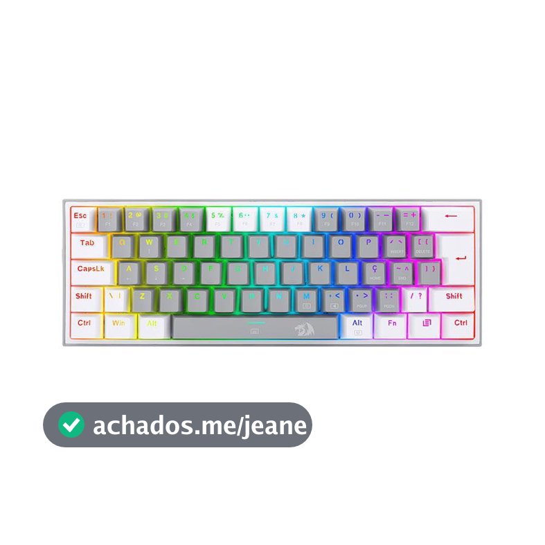 Teclado Mecanico Redragon Fizz, RGB, Switch Azul, Branco e Cinza, K617-RGB-GW-PT-BLUE
