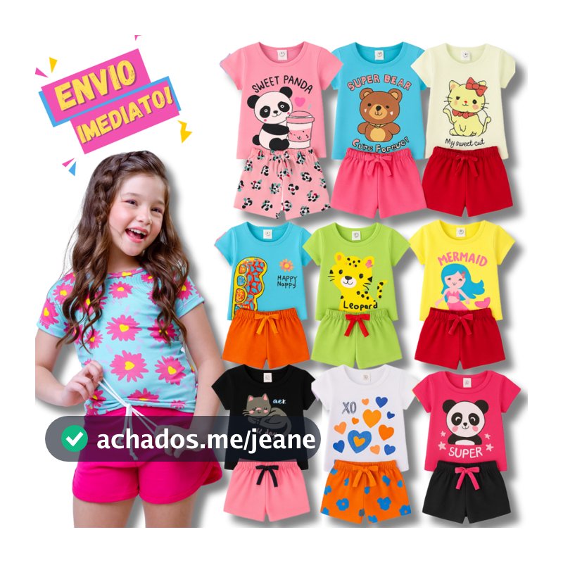 Kit 06 e 04 peças Conjunto Roupa Infantil Verão Menina Bebê