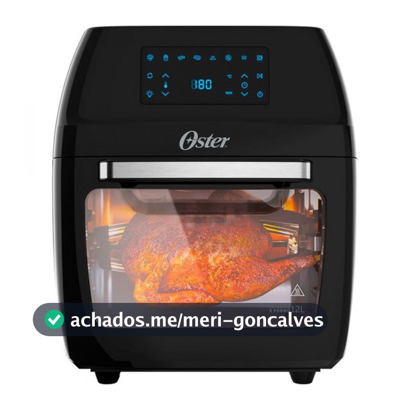 Fritadeira Sem Óleo Oster Oven Fryer, 3 em 1, 1800W, 12 Litros, Preta - OFRT780