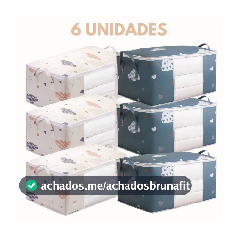 6 UNIDADES Caixa Saco Organizador Cobertor Casaco Guarda Roupa Ecológico Anti-Poeira Multiuso. BC-121