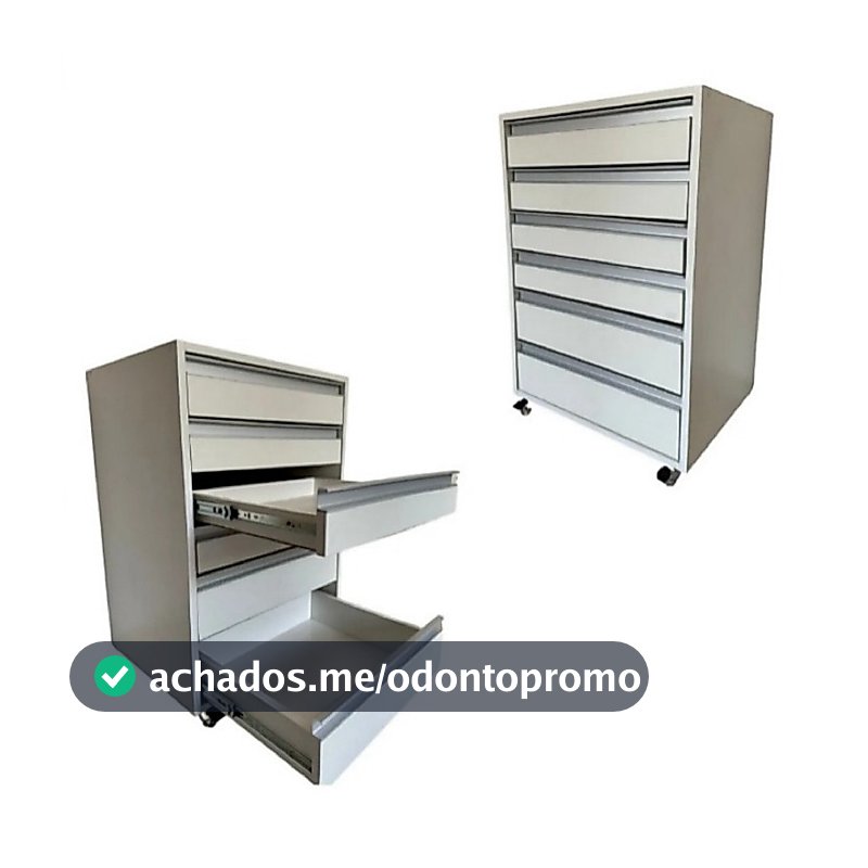 Gaveteiro Odontológico Profissional com Rodízios e Freio Montado MDF Reforçado Consultório Estética