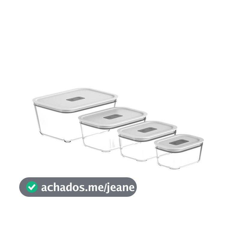 Kit de potes de vidro hermético Ou 4 peças Linha Fresh Lock - Branco