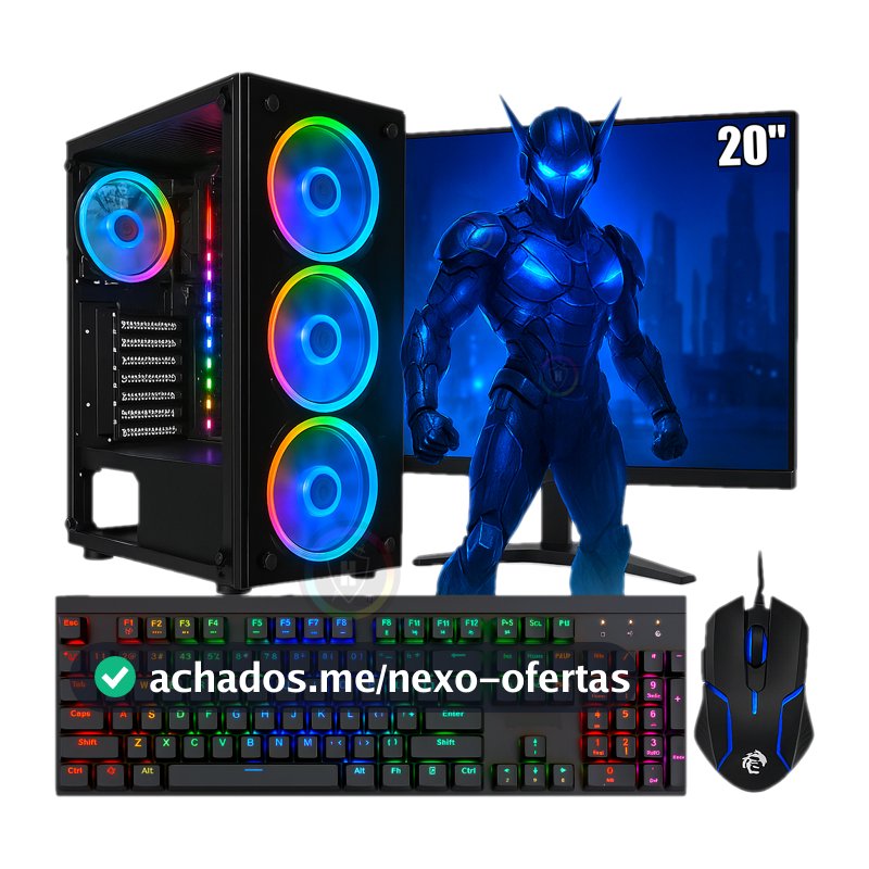 Pc Gamer Completo I7 10 Geração 5.1Ghz / 32gb Ram Ddr4 / Ssd 480Gb / Leds RGB / Monitor 20" 75Hz