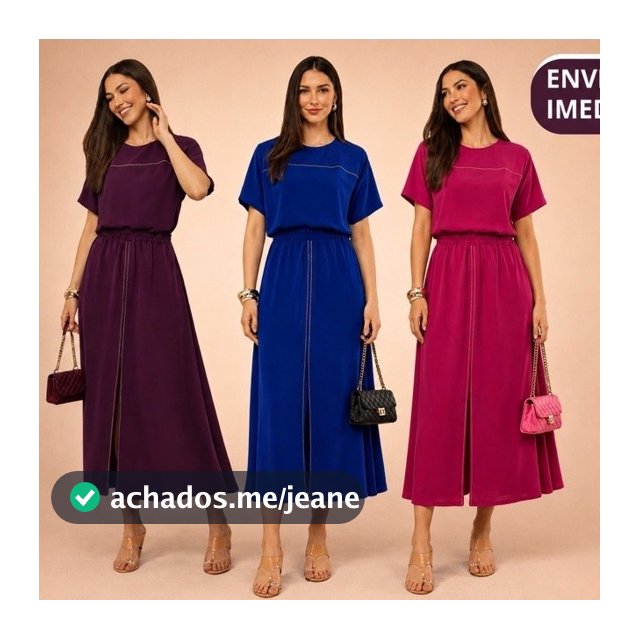 Conjunto Feminino Saia Midi e Blusa Solta Elegante Social