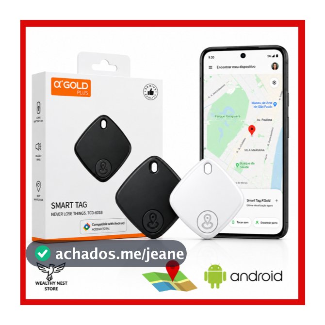 Mini Rastreador Para Dispositivos Android GPS Com Google Find Hub Marca A'Gold Smart Tag - Bolsa, celular