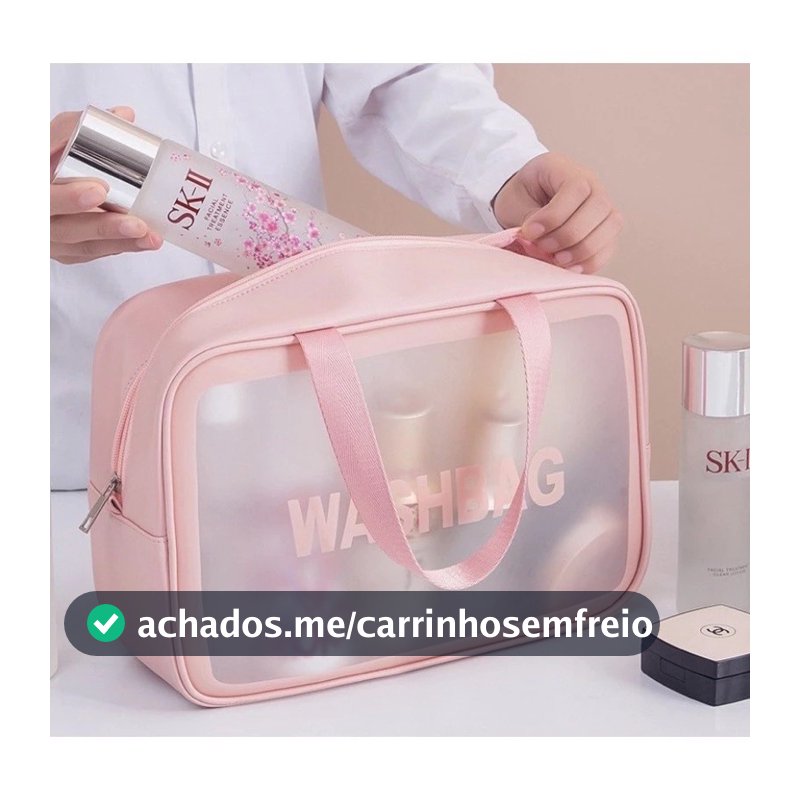 Necessaire Feminina Organizadora Grande com Alça Estampada Sortida Bolsa Maquiagem Viagem Zíper Trip