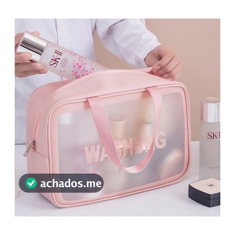 Necessaire Feminina Organizadora Grande com Alça Estampada Sortida Bolsa Maquiagem Viagem Zíper Trip