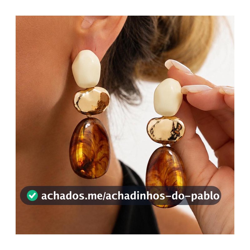 Retro âmbar brincos mancha resina pingente brincos moda ins Irregular Metal martelo padrão brincos