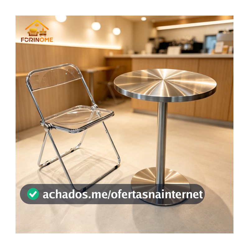 Mesa Lateral Redonda em Aço Inoxidável Resistente Mesa de Centro Auxiliar para Sala Estar Varanda Decoração Moderna