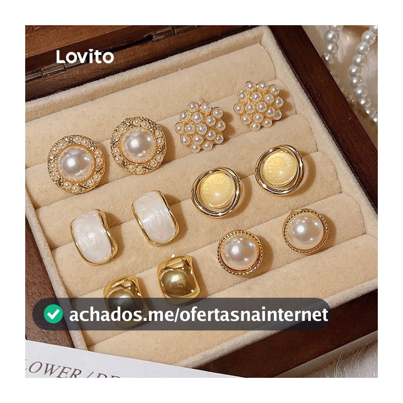 Lovito Conjunto De Joias De Pérolas Vintage Elegante Para Casamento Brincos Da Moda Coreana LFA114006