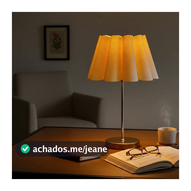 Luminária de Mesa Redondo com Interruptor e Cúpula Pétala Bege de Casa canto de Sala quarto cabeceira de cama Escritorio
