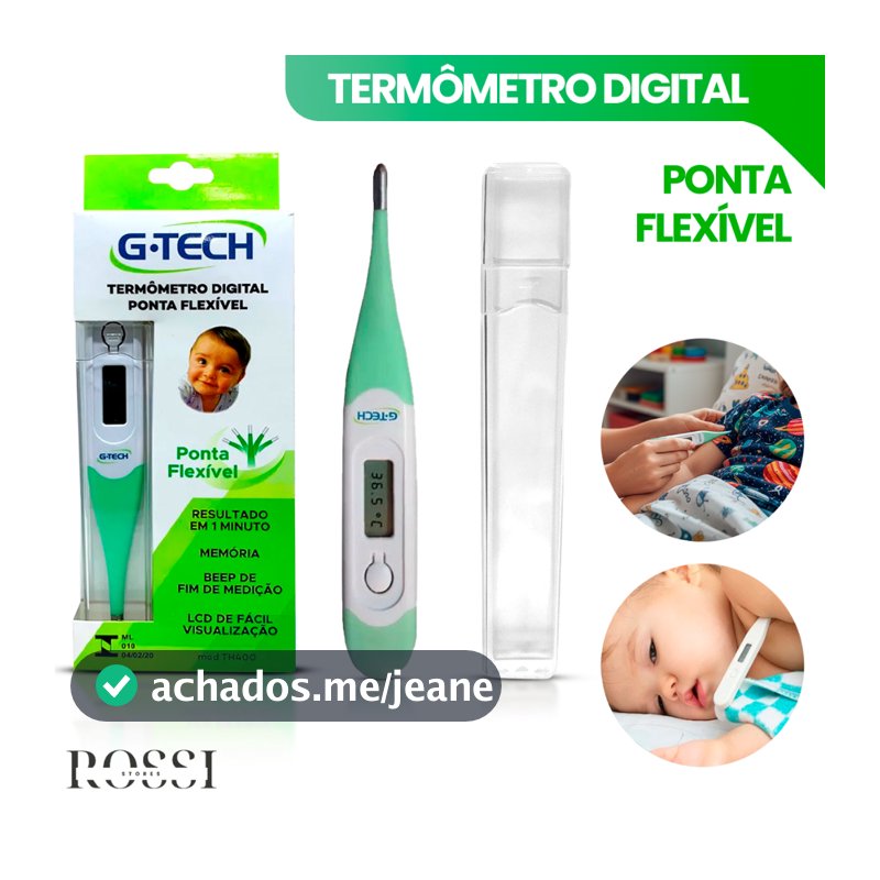 Termometro Digital Infantil e Adulto Ponta Flexível Silicone G-TECH para Cuidados em Casa