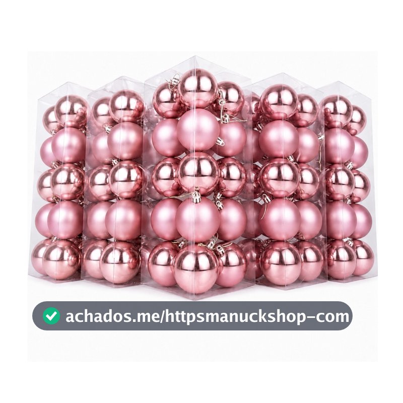 Kit 36 Bolas de Natal Rosa Pink 6cm 20 Lisas 16 Foscas Enfeite para Árvore Decoração Natalina Rose Menina Decoração Casa