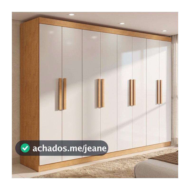 Guarda-roupa Casal Easy Slim 8 Portas Amendoa Clean/Off White