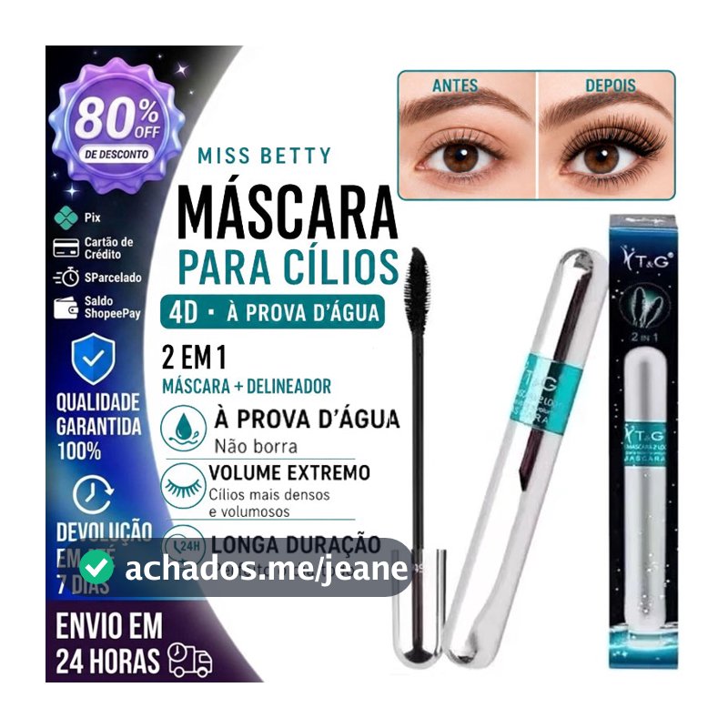 Máscara para cílios a prova d'água Miss Betty 4D cor preto