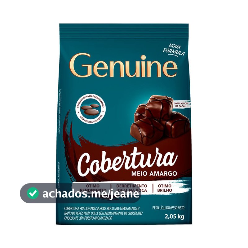 Cobertura Chocolate Meio Amargo Fracionado Gotas 2,05Kg Genuine