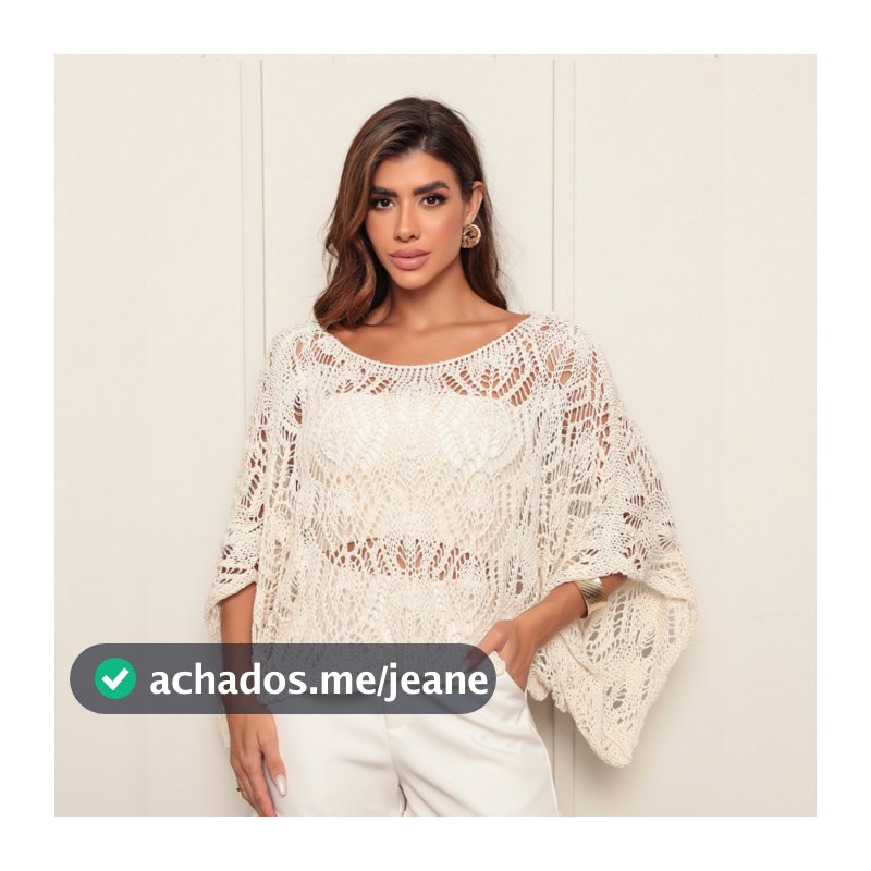 Blusa Feminina Rendada tricot  Crochê boho Tricô Moda Atual blogueira