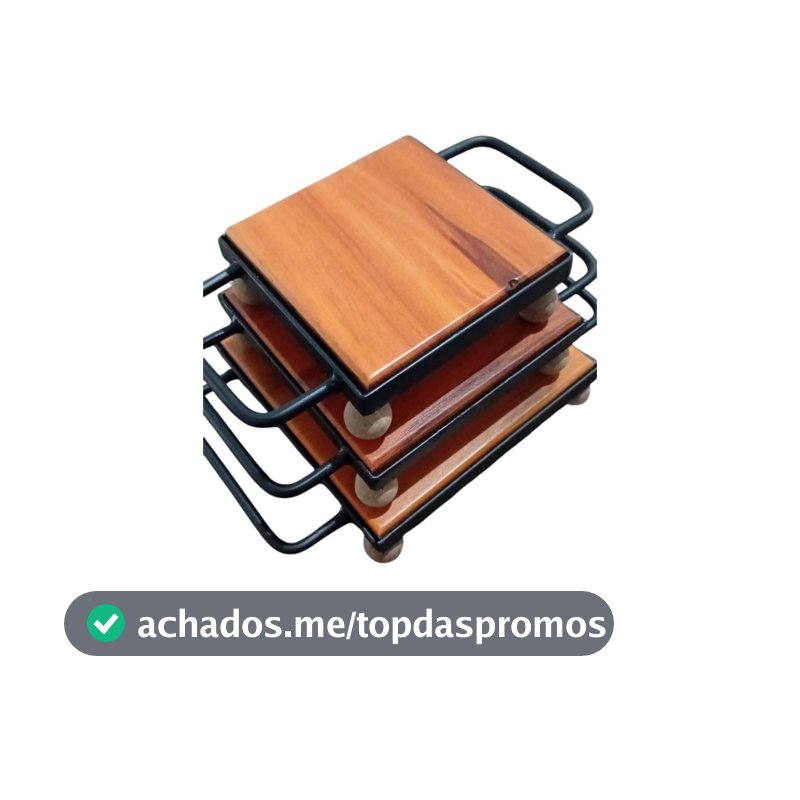 Kit Descanso De Panelas Madeira Peroba E Ferro - Kit Com Três