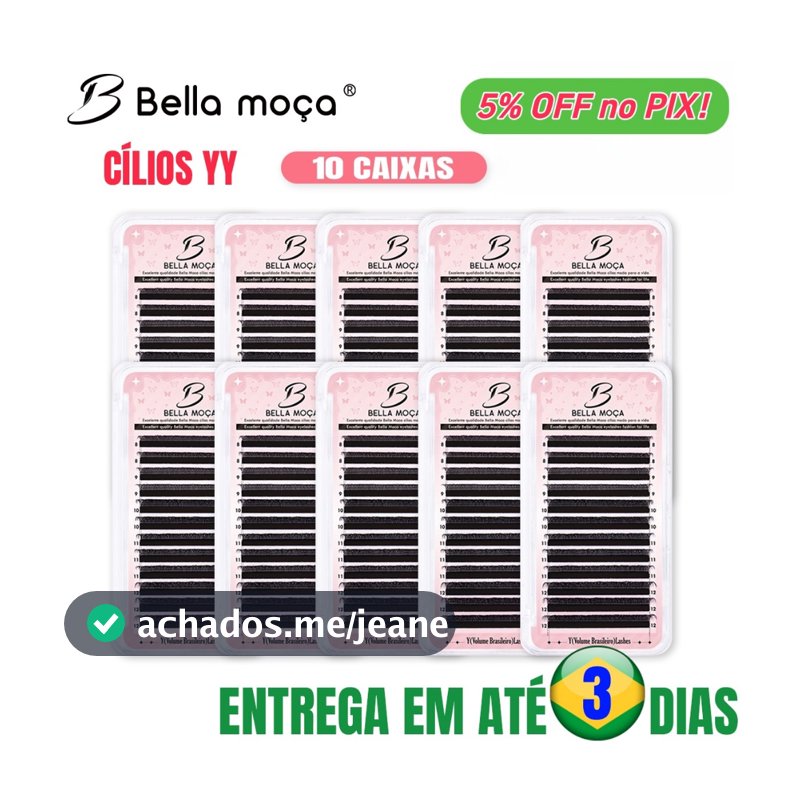 Kit 10 Caixas Cílios Y Bella Moça Volume Brasileiro  Fio a Fio 8-14mm/6-12mm/mix 7-12mm D curl