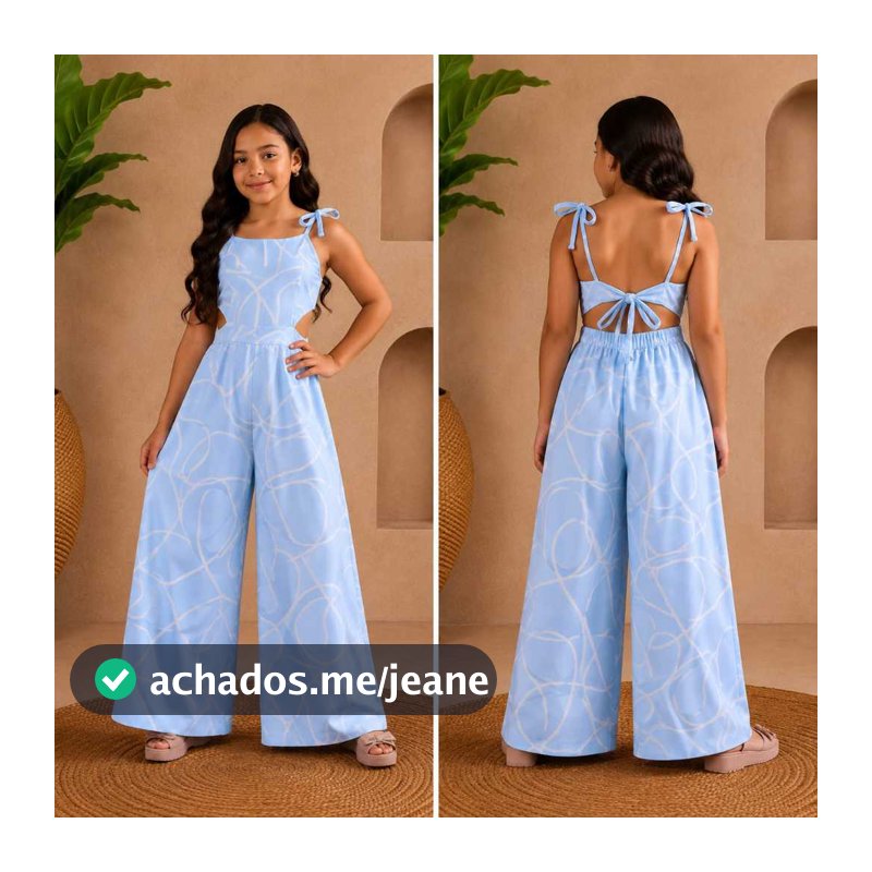 Macacão Menina Estampado Pantalona Infantil Juvenil Crepinho Leve Confortável Elegante Festa Passeio 4 ao 16 Anos