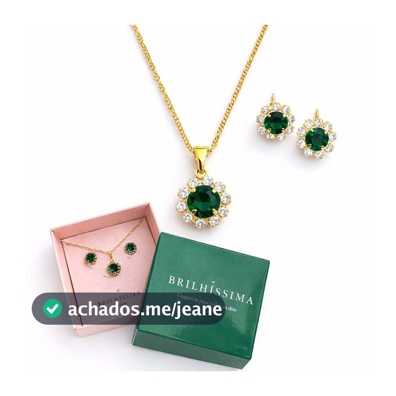 Conjunto colar brinco flor redondo zirconia strass cristal banhado ouro ponto luz