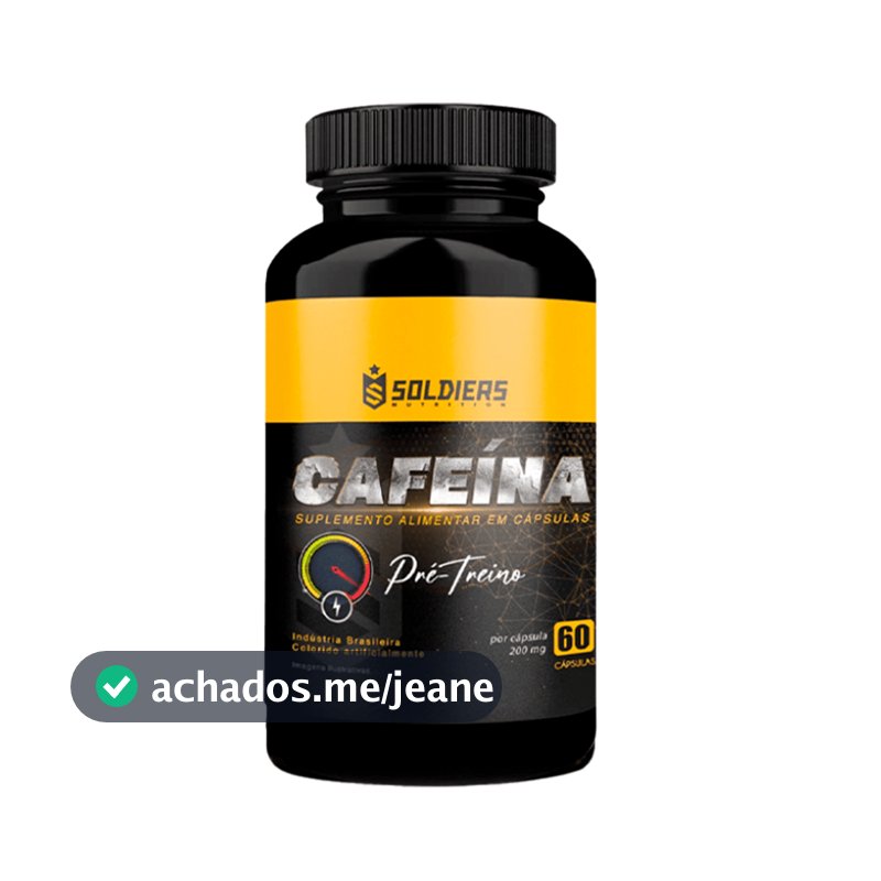 Termogênico Cafeína 60 Caps 200mg 100% Pura Soldiers Nutrition Energia Queima de Gordura Definição Corporal