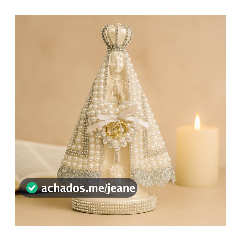 Porta Aliança Nossa Senhora em Pérolas Branco 25cm
