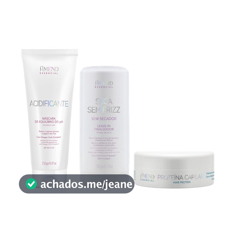 Amend Kit Essencial Máscara Equilíbrio Do Ph + Leave-In Seca Sem Frizz + Proteína Capilar 100g