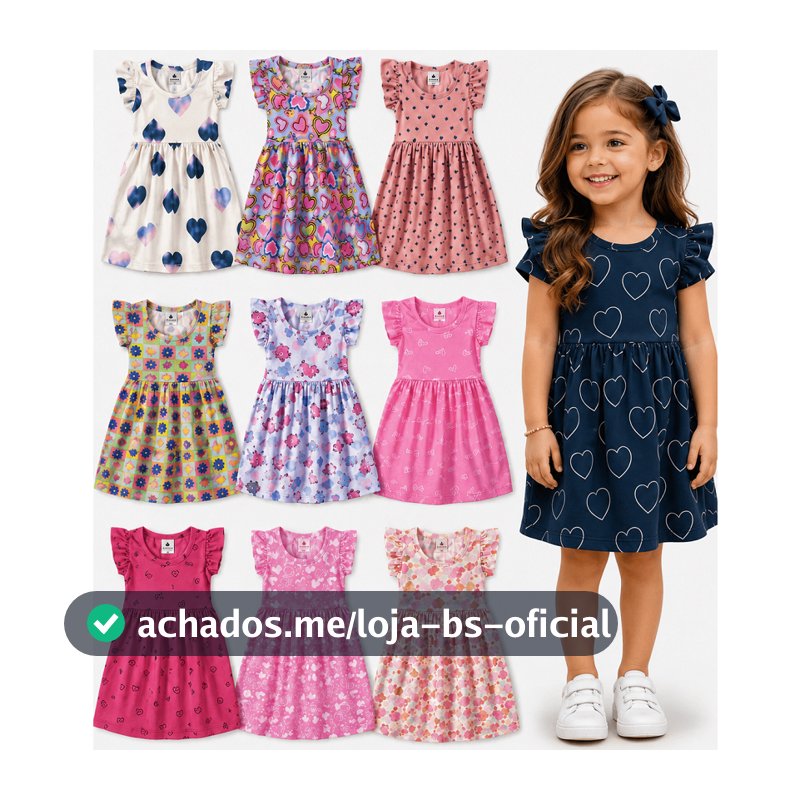 Kit Vestido Infantil Menina com até 6 Peças – Tamanhos 1 a 10 Anos - Vestido Infantil com e sem Manguinha (Sortido)