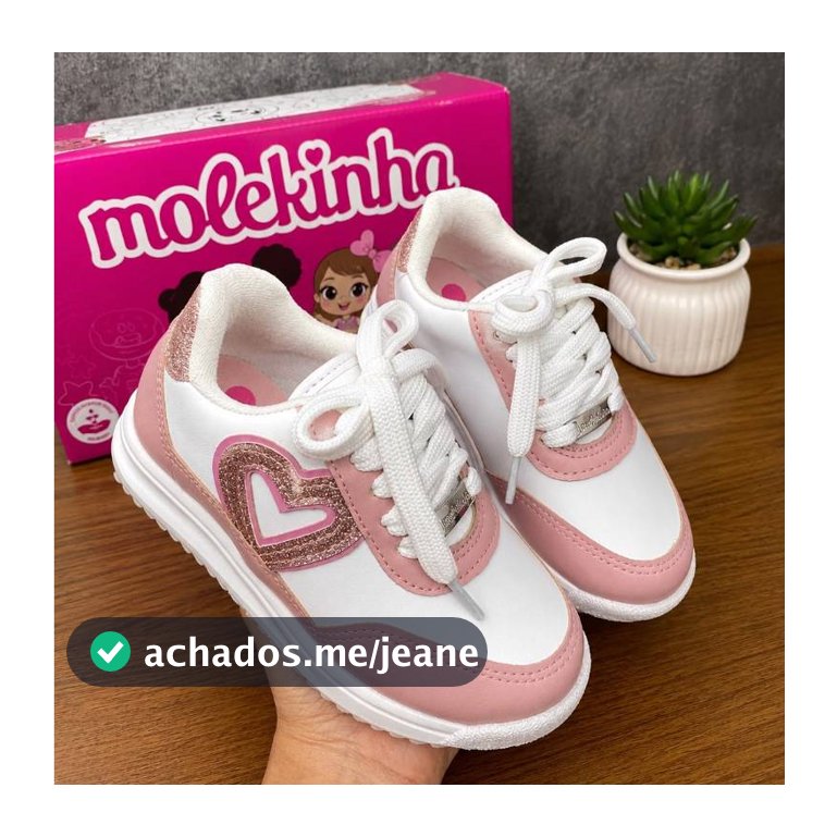 Tênis Infantil Escolar Menina Molekinha Coração Glitter Moda Leve Conforto 2583.107 Promoção