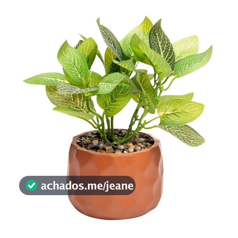 Cachepot de Cimento com Planta Artificial Prisma 22cm Lyor Decoração Sala Quarto Escritório Mesa Aparador Casa Jardim