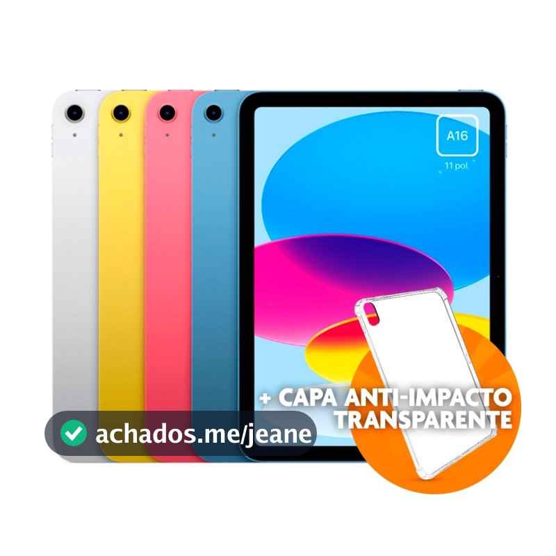 Tablet Apple iPad 11 Geração A16 128GB Wi-Fi 10,9" + Capa TPU Transparente Lacrado