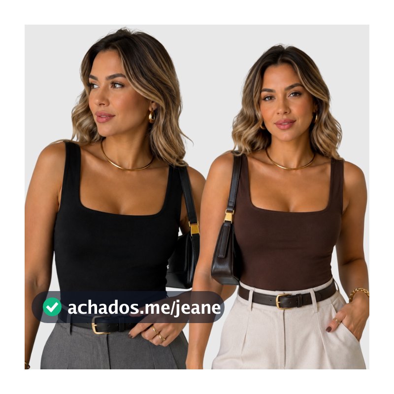 Kit até 2 Regata Feminina Blusa Decote Quadrado Verão Basica Lisa Moda Elegante Tendencia Blogueira