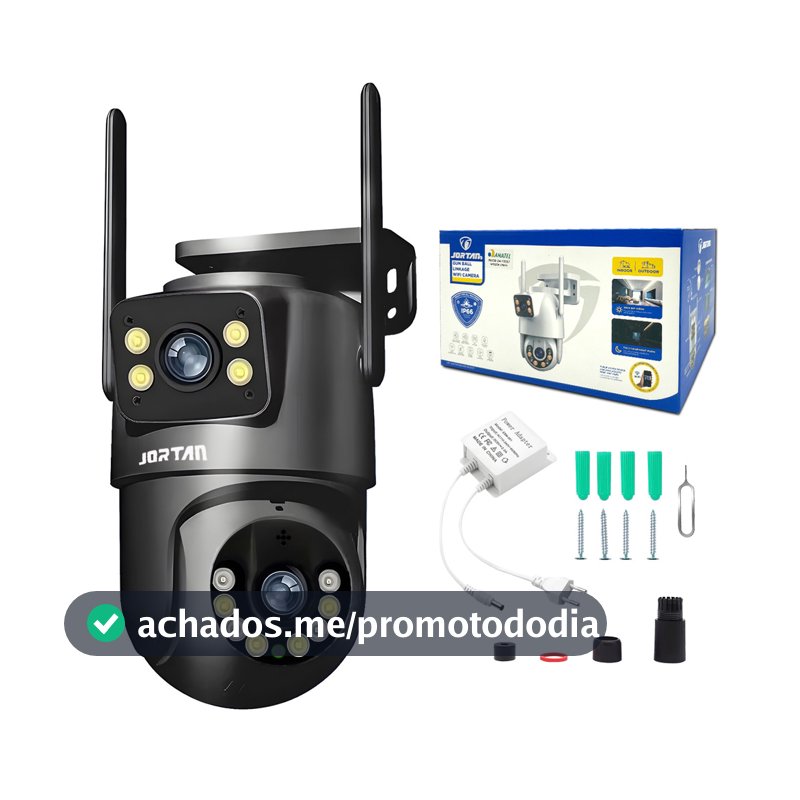 Câmera Vigilância WiFi 4MP Dupla Lente Detecção Inteligente Áudio 2 Vias