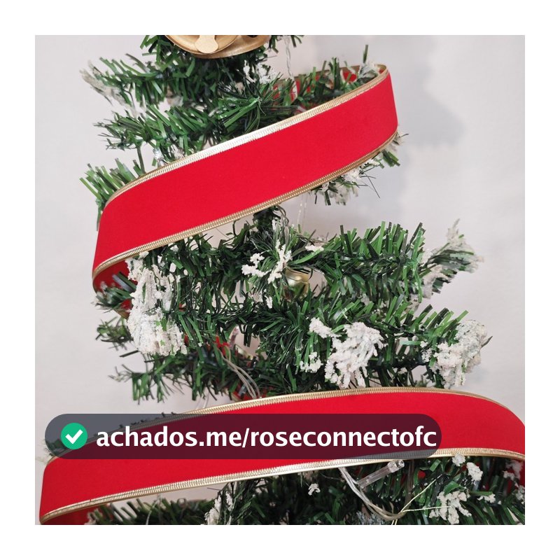 FITA VERMELHA VELUDO ARAMADO 2 METROS 36MM NATAL DECORAÇÃO PRESENTE ÁRVORE 5053-1052