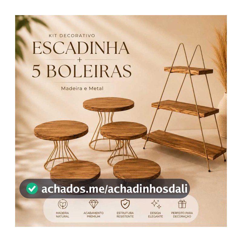 kit 5 boleiras + prateleiras decorativa escadinha