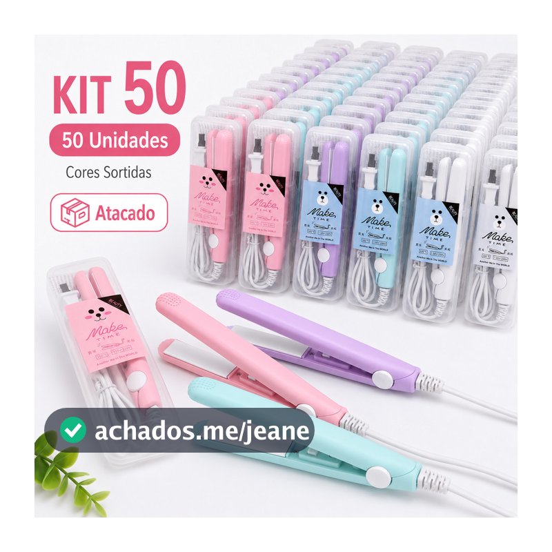 Kit 30/40/50 Mini Chapinha Prancha De Bolsa Portátil Cabelo Bivolt Estojo