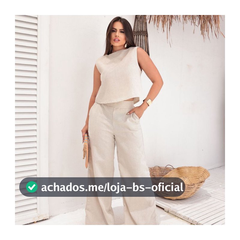 Conjunto Alfaiataria Social Feminino Calça e Blusa Em Linho