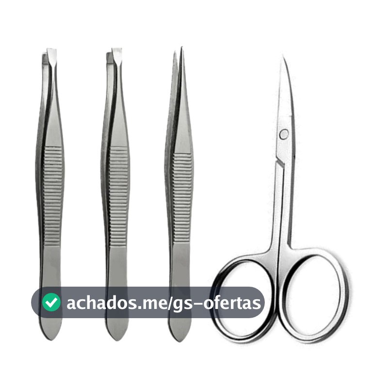 Kit 3 Pinças Profissional (Reta + Chanfrada + Ponta Agulha) Tesoura Tesourinha Sobrancelhas