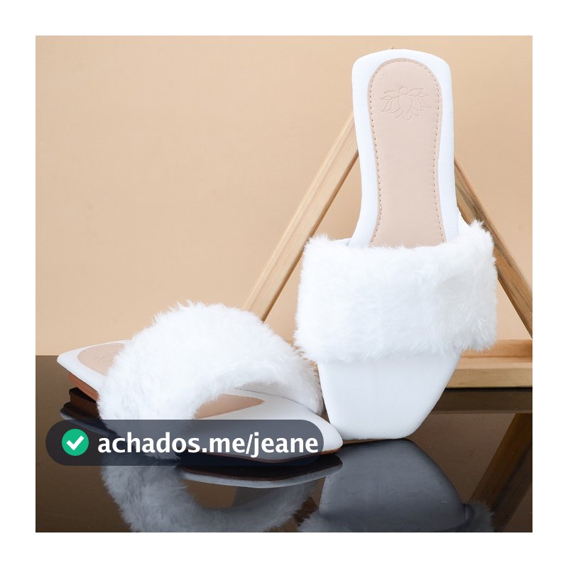 Sandalia Feminina Rasteira Com Pelos Noiva Pelucia Chinelo Pantufa
